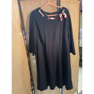 Talbots‎ Plus Size 24W Black Career Sheath Dress with Scarf Accent Modest
